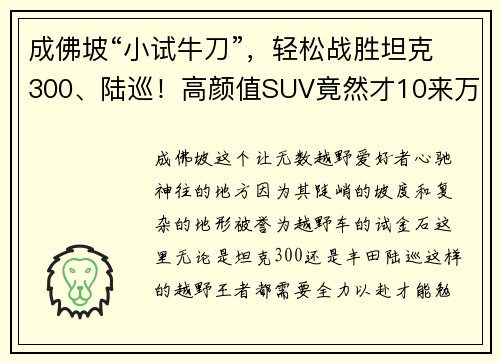 成佛坡“小试牛刀”，轻松战胜坦克300、陆巡！高颜值SUV竟然才10来万！